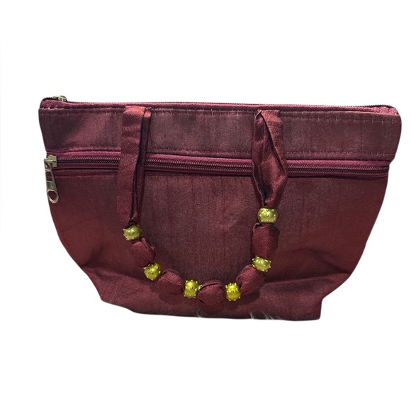 Embroidered Silk Handbag with Beaded Handle - Picture 2 of 4